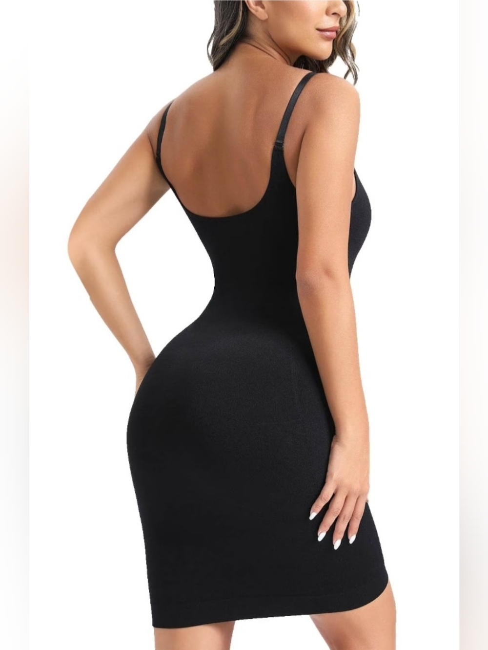 NWT Sleek Built In Bra Shapewear Black Bodycon Polyester Spandex Slip Size Large